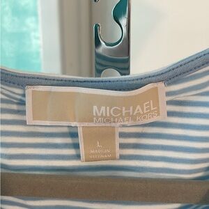Michael Kors Light Blue and White Striped Shirt